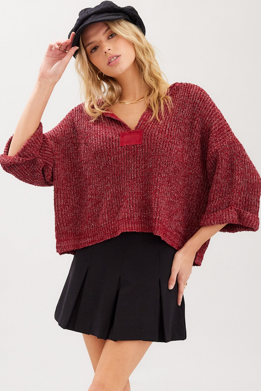 Cropped Patch Sweater