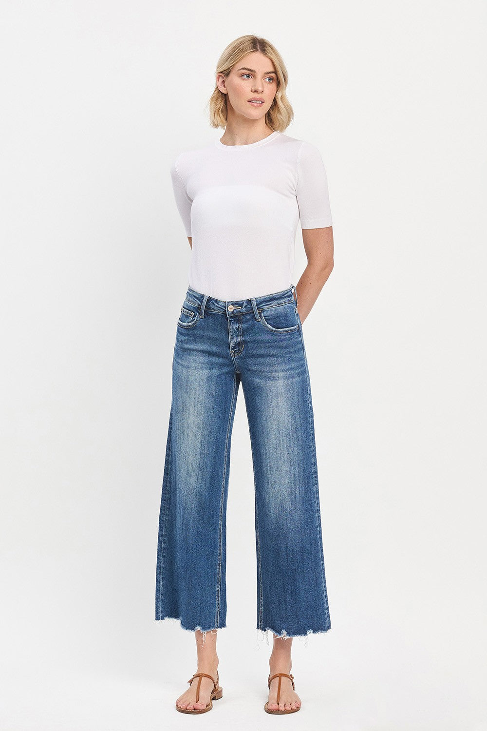 Mid Rise Wide Leg Denim