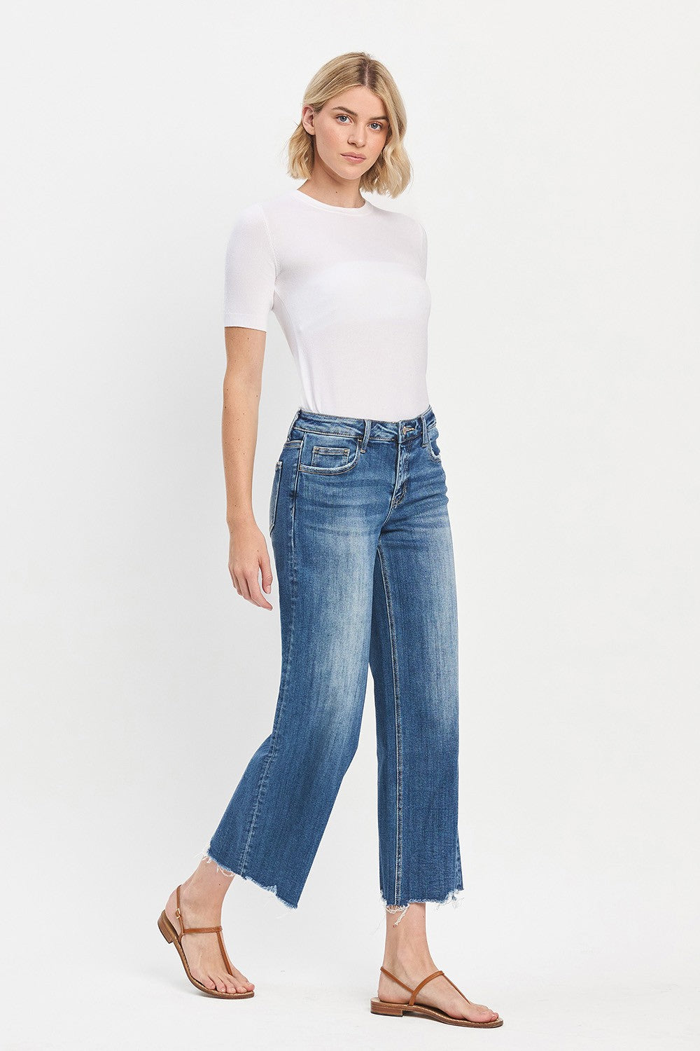 Mid Rise Wide Leg Denim