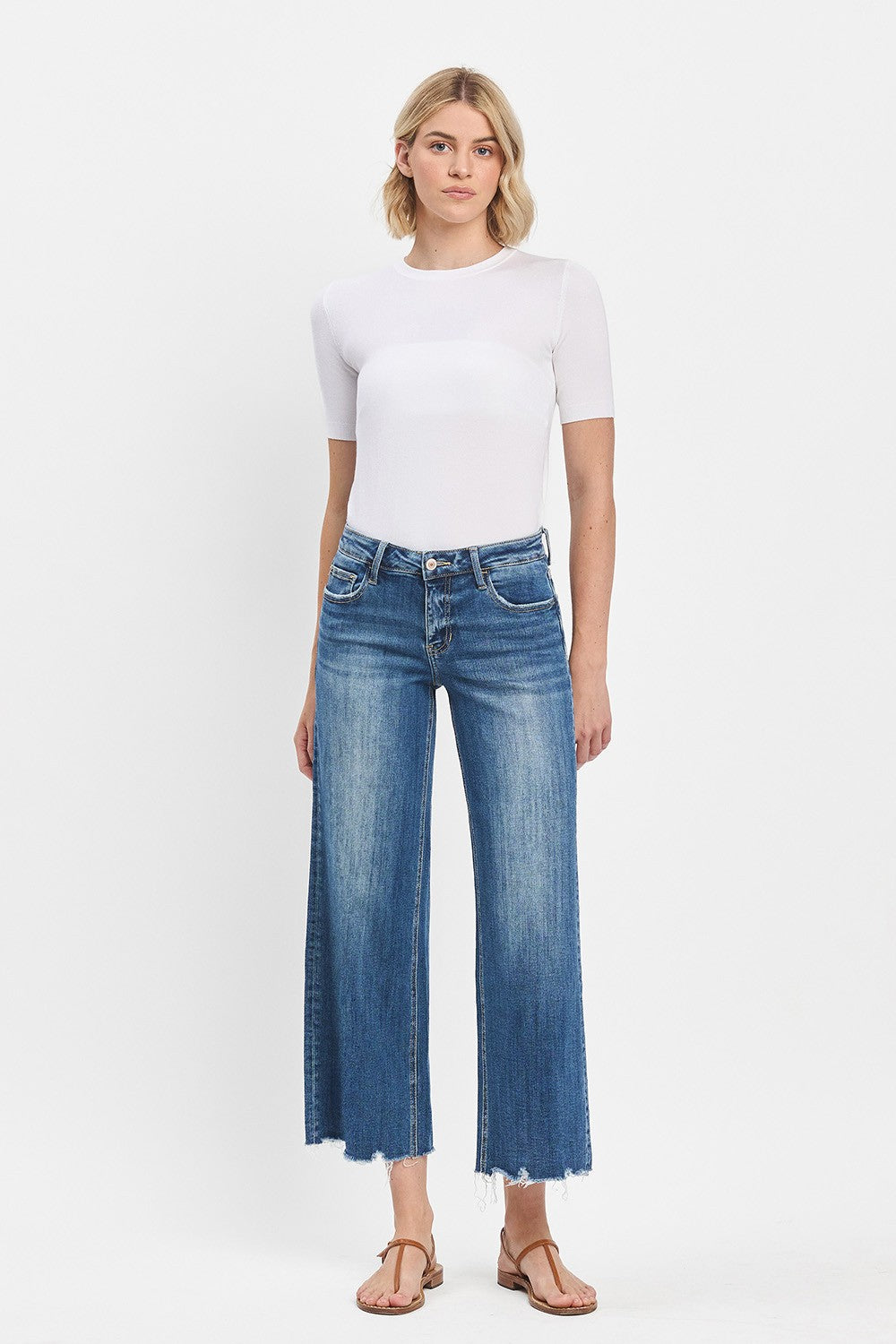 Mid Rise Wide Leg Denim