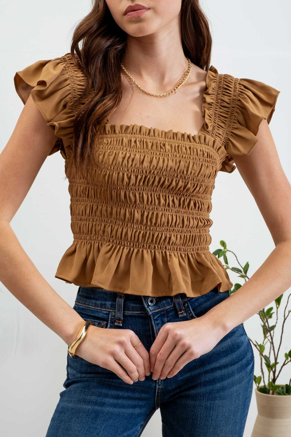 Square Neck Ruffle Top