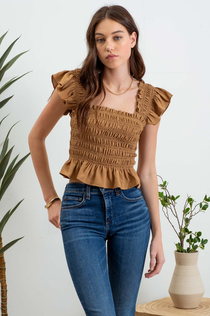 Square Neck Ruffle Top