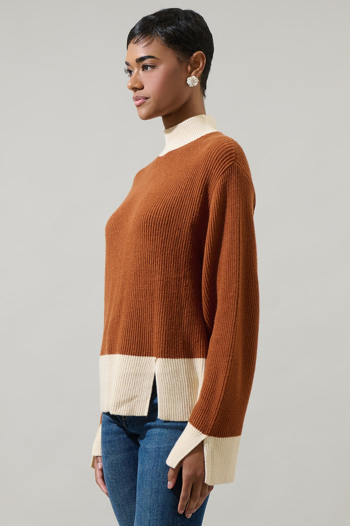 Color Block Wide Sleeve Sweater