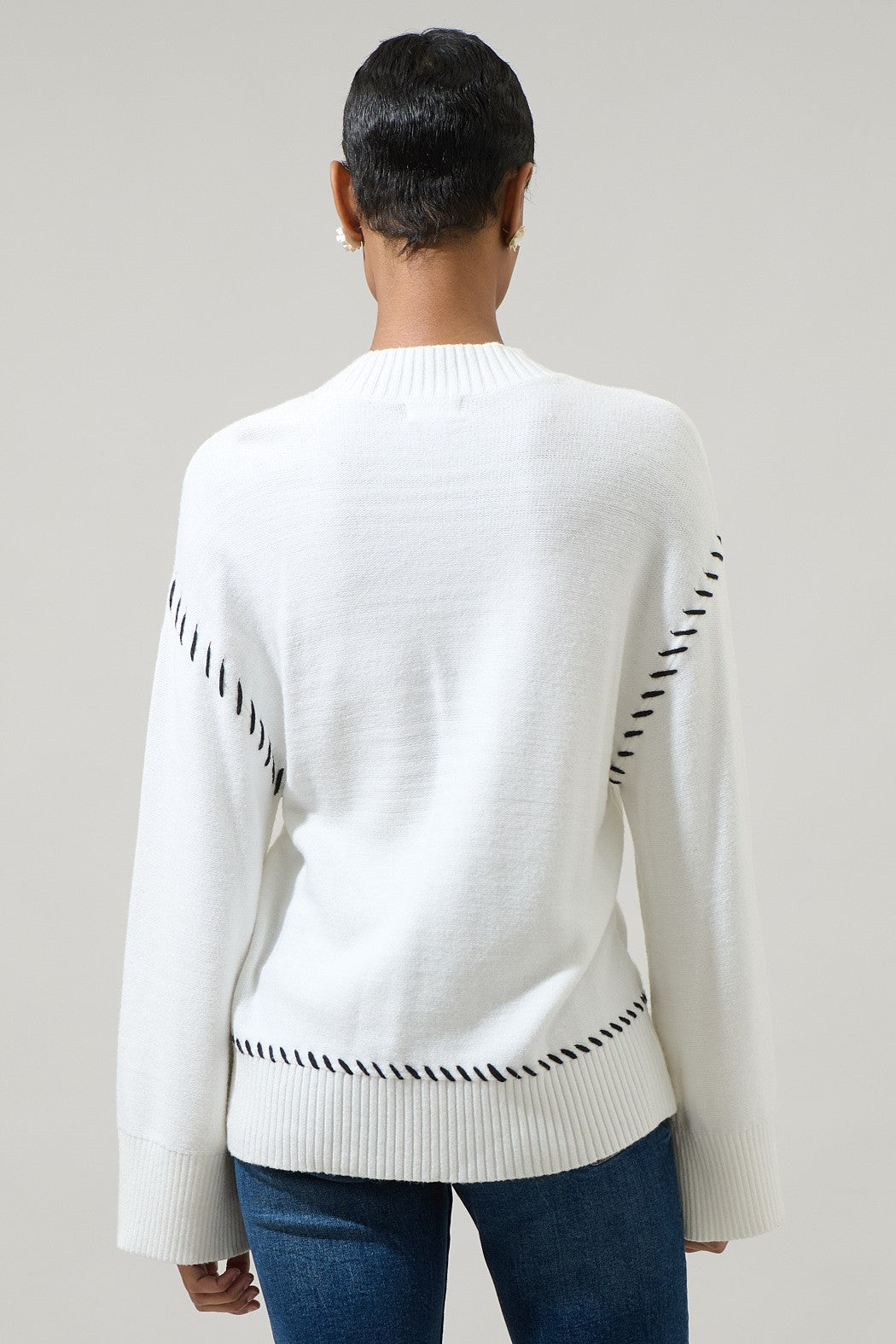 Stitched Dropped Shoulder Sweater