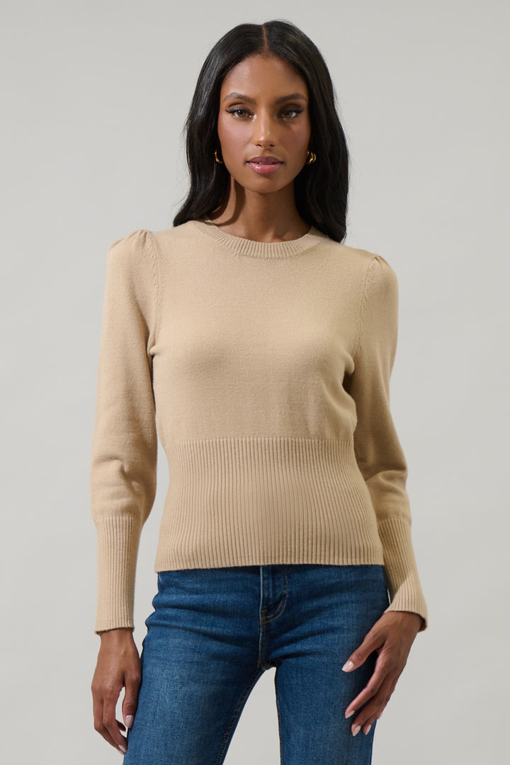 Sierra Puff Sleeve Ribbed Sweater