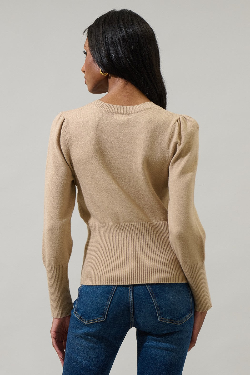 Sierra Puff Sleeve Ribbed Sweater