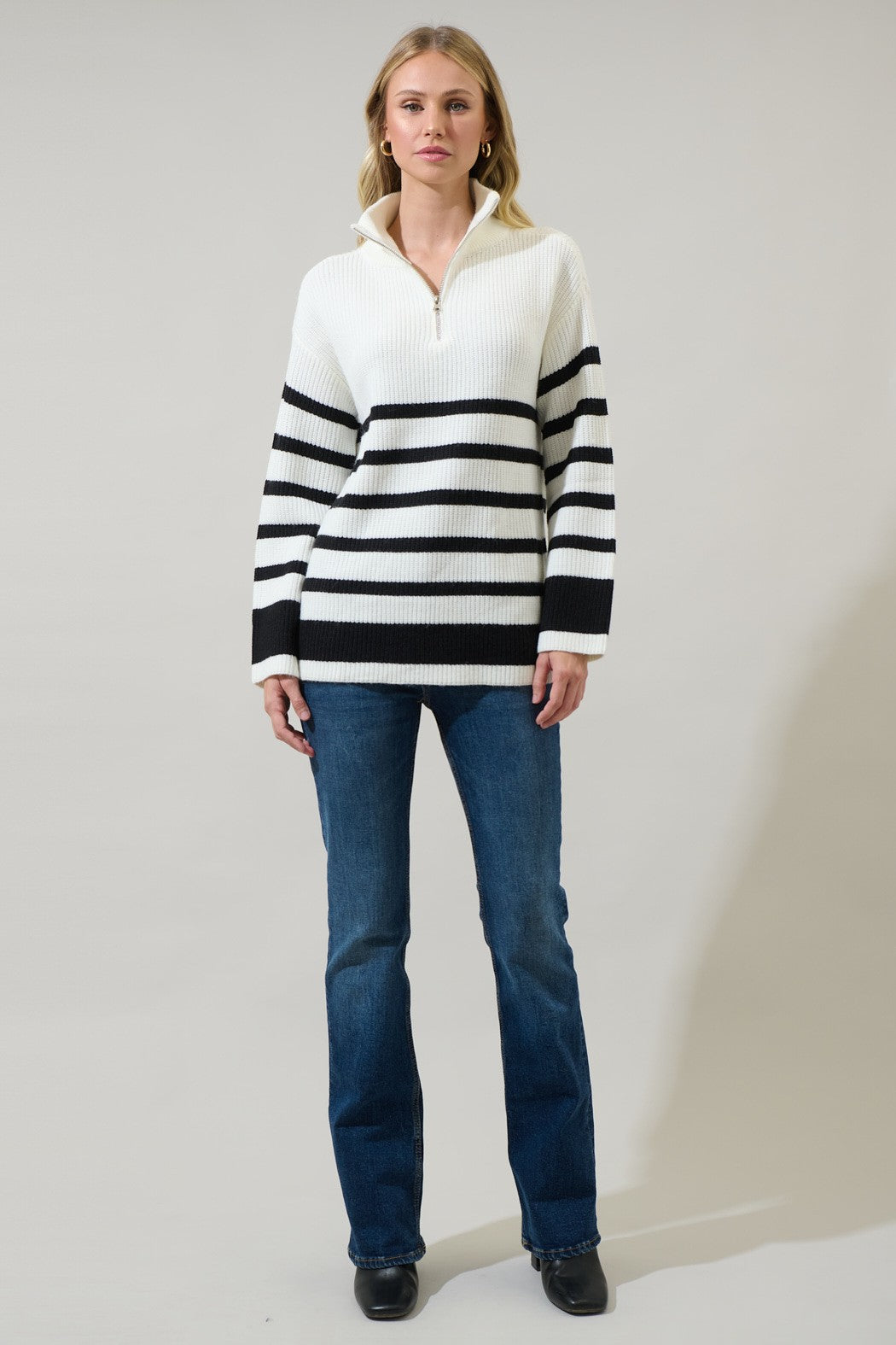 Tifton Striped Half Zip Sweater