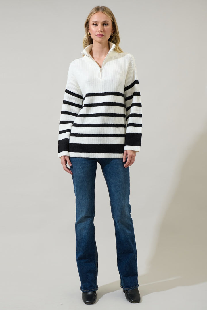 Tifton Striped Half Zip Sweater