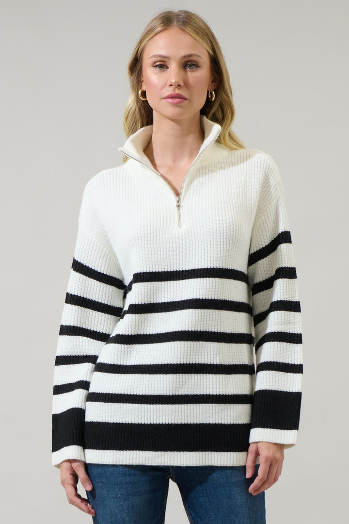 Tifton Striped Half Zip Sweater