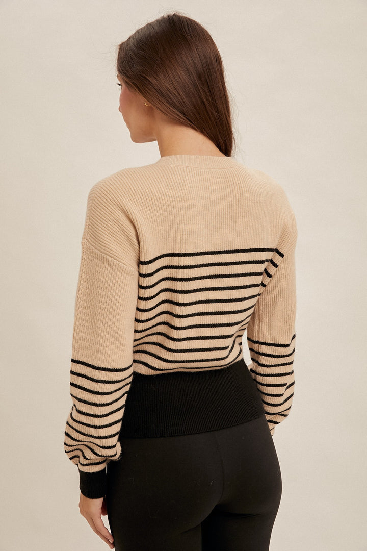 Button Stripe Sweater