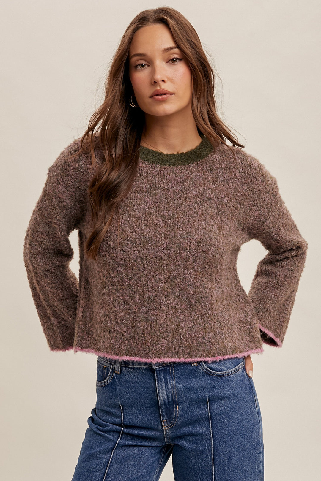 Boucle Texture Crop Sweater