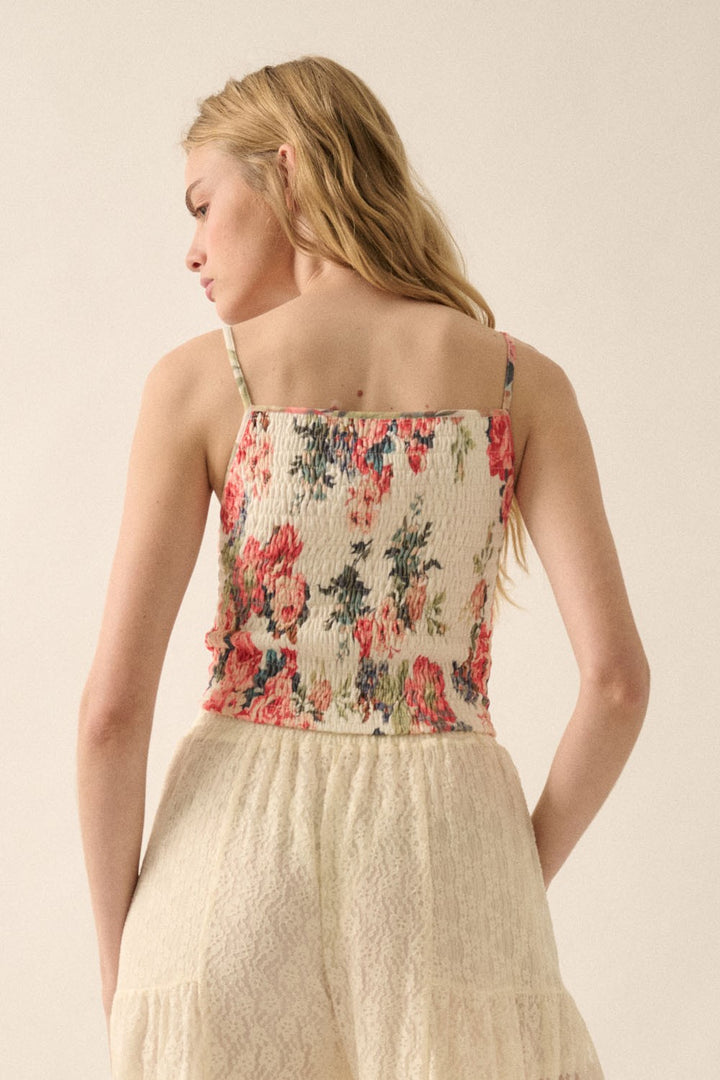 Floral-Print Smocked Cami Top