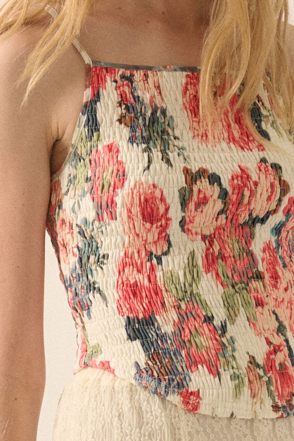 Floral-Print Smocked Cami Top