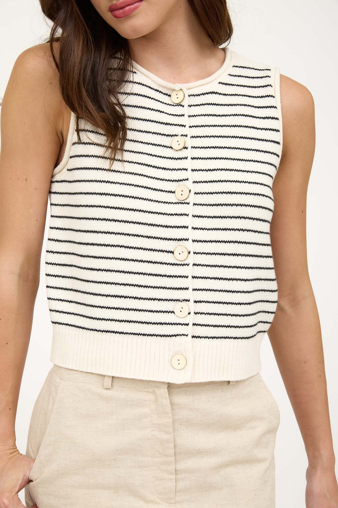 Stripe Cardigan Vest