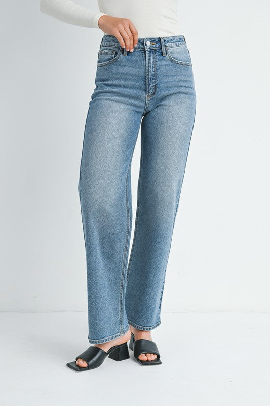 High Rise Full Length Straight Jean