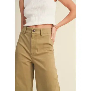 High Waist Wide Leg Cotton Pant