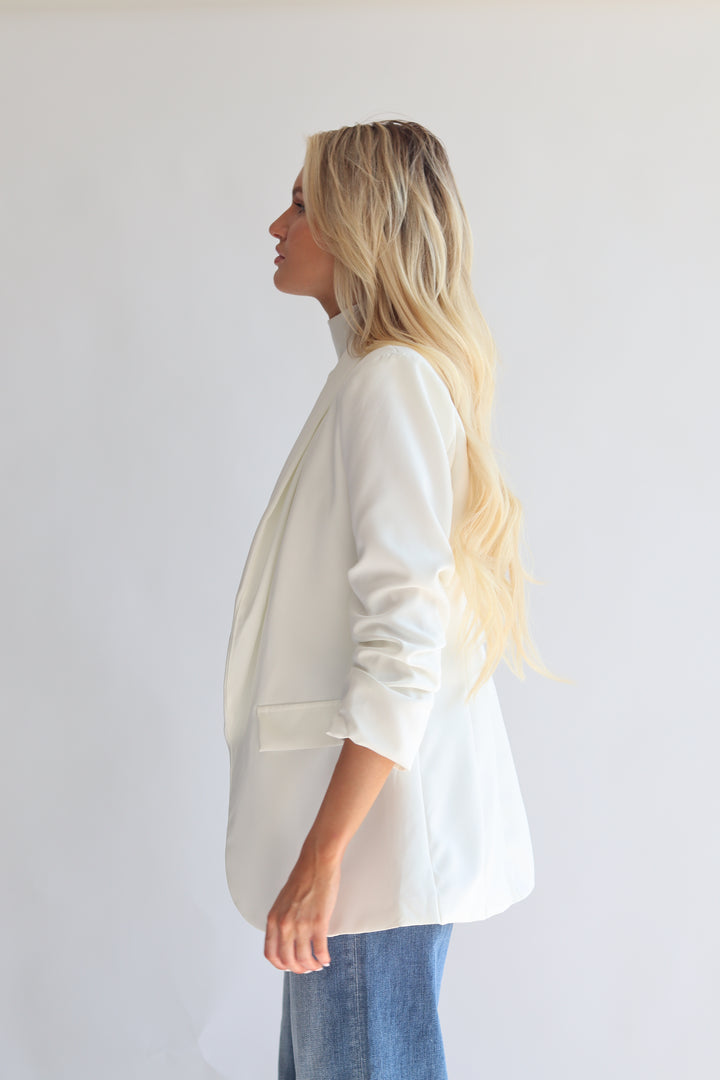 Ruched Sleeve Blazer