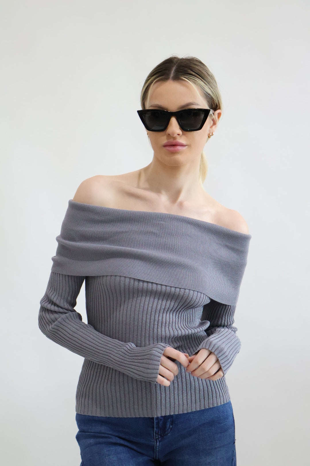 Off The Shoulder Fitted Sweater