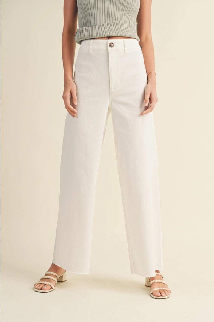 High Waist Wide Leg Cotton Pant