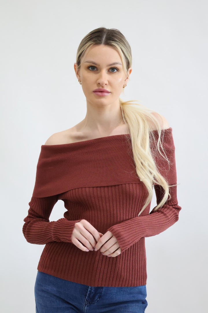 Off The Shoulder Fitted Sweater