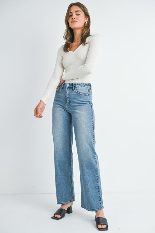 High Rise Full Length Straight Jean