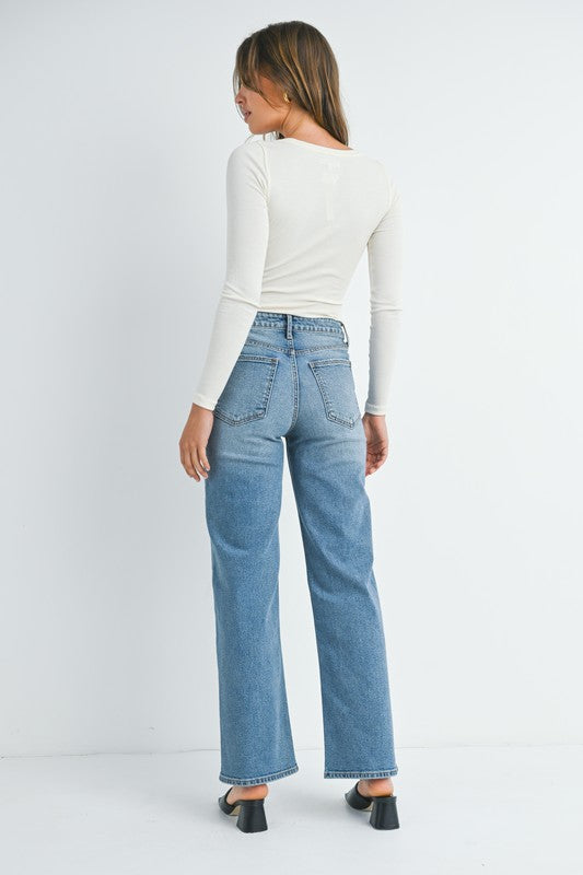 High Rise Full Length Straight Jean