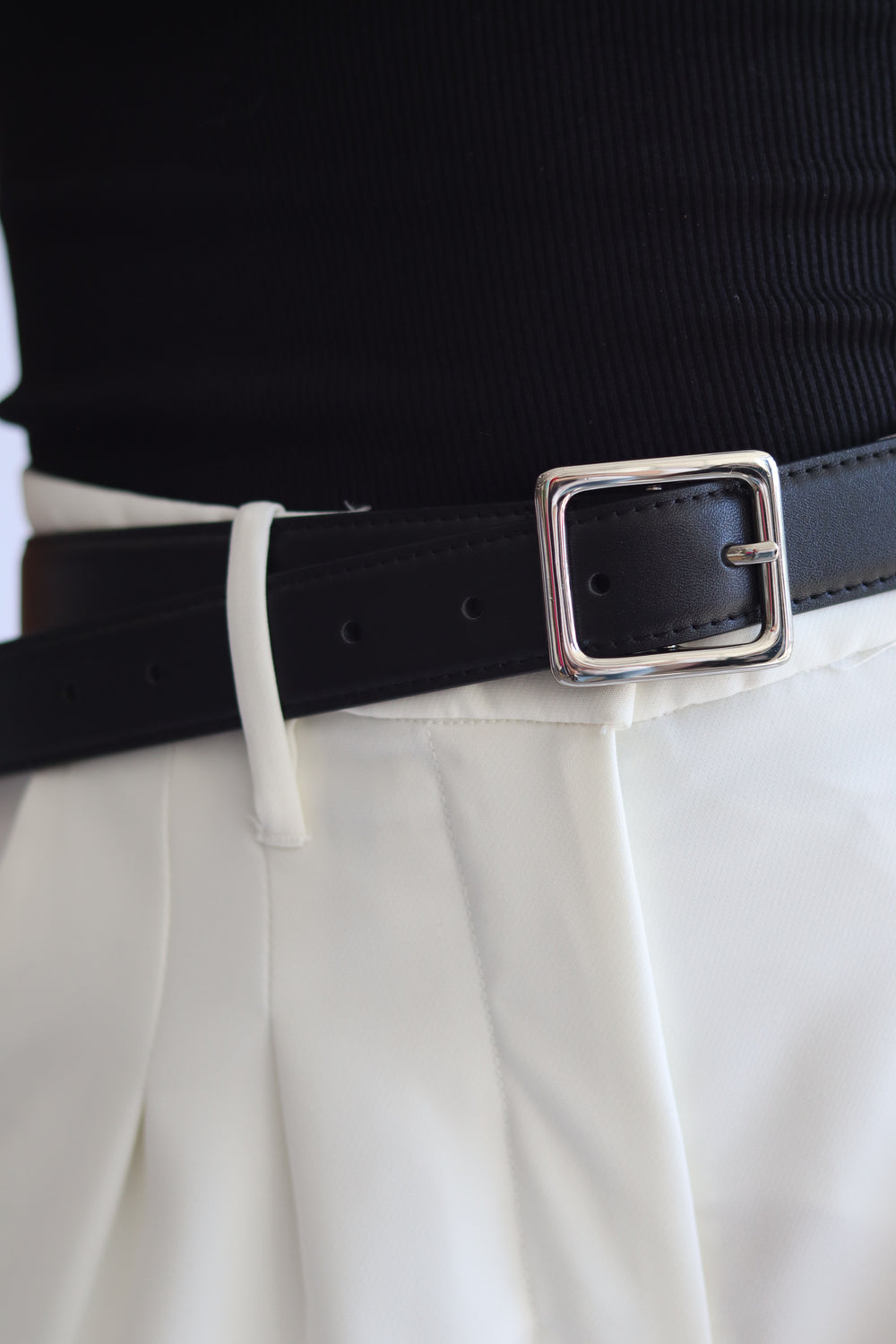 Essential Solid Brass Leather Belt