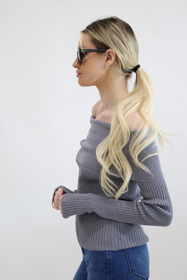 Off The Shoulder Fitted Sweater