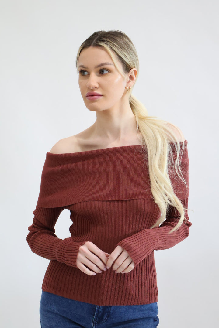 Off The Shoulder Fitted Sweater