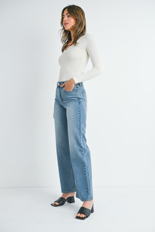 High Rise Full Length Straight Jean