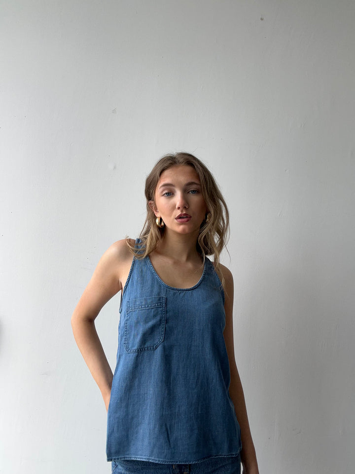 Chambray Tank Pocket Tank