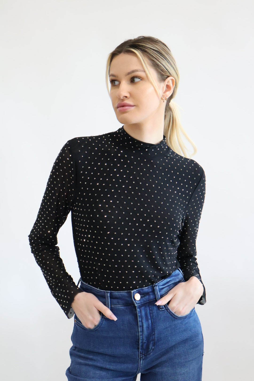 Mesh Mock Neck