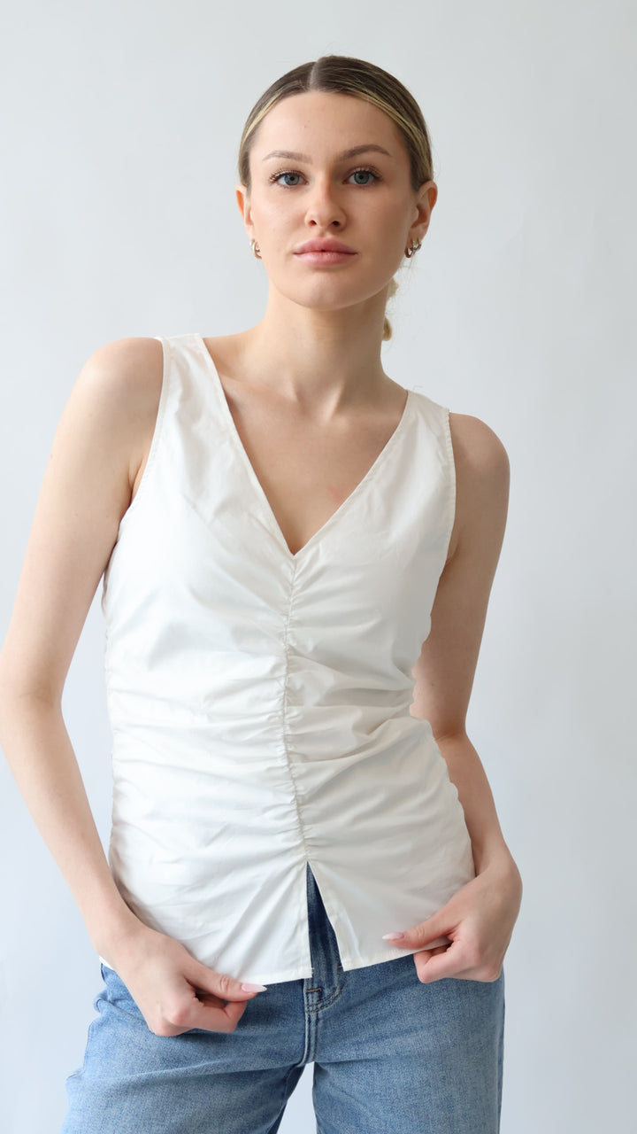 Ruched Sleeveless Tank Top