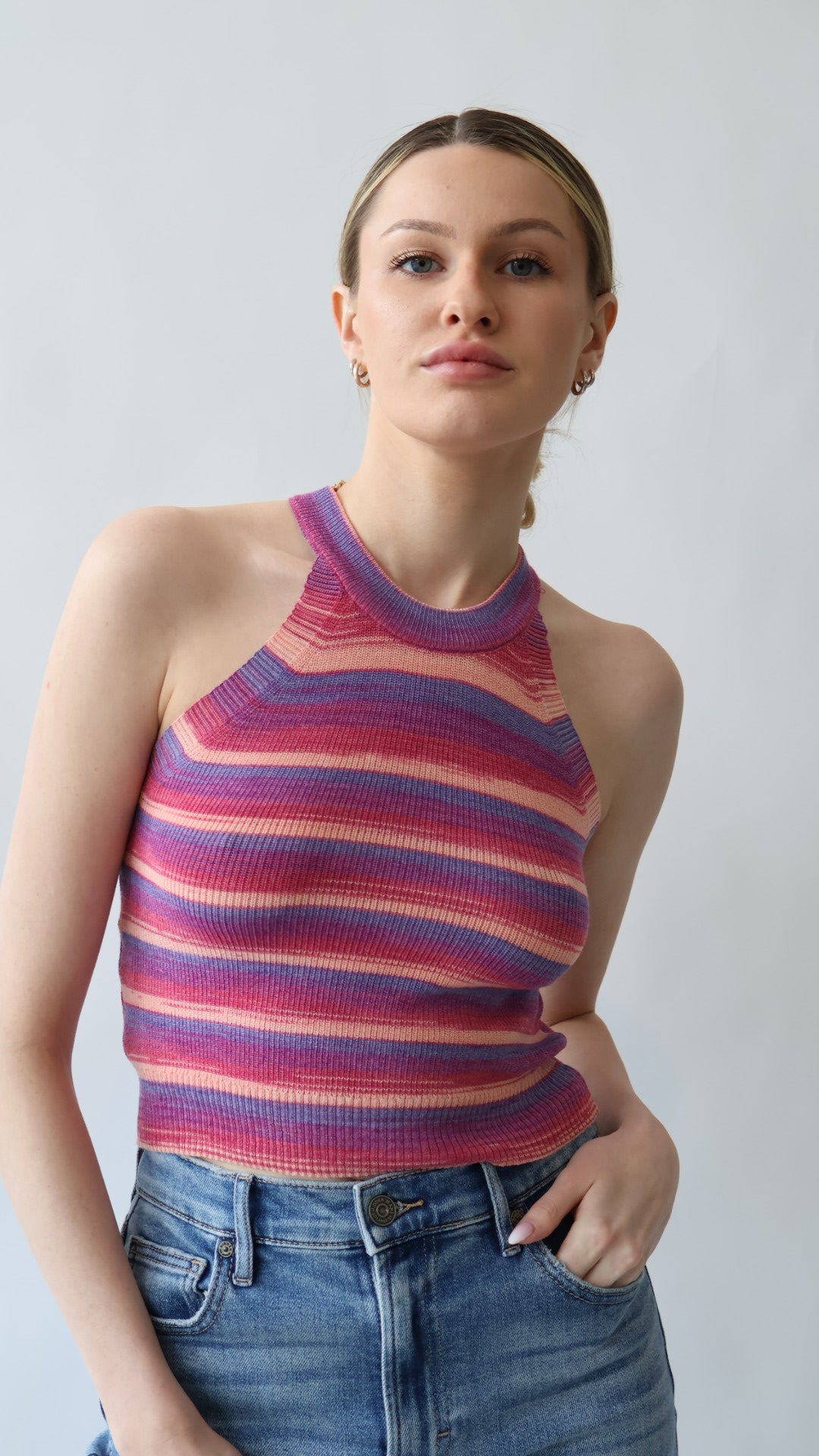 Space Dye Sleeveless Halter Top