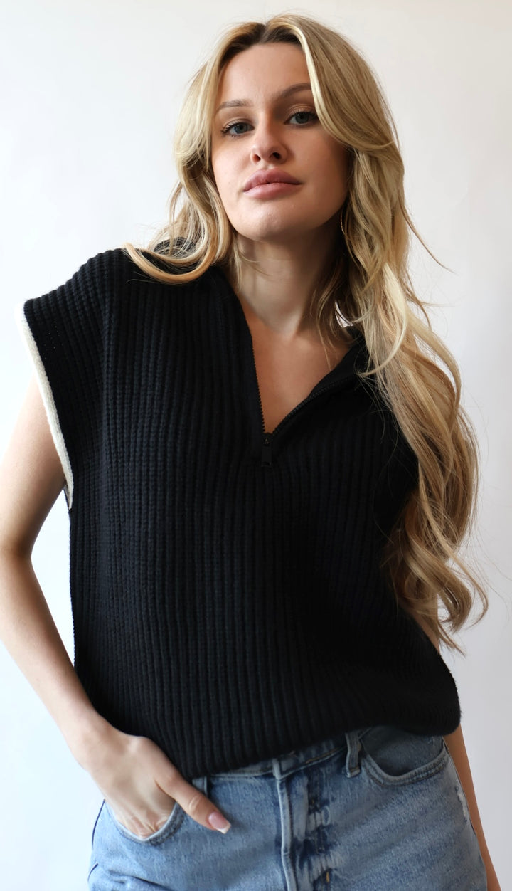 Lexington Sleeveless Half Zip Sweater