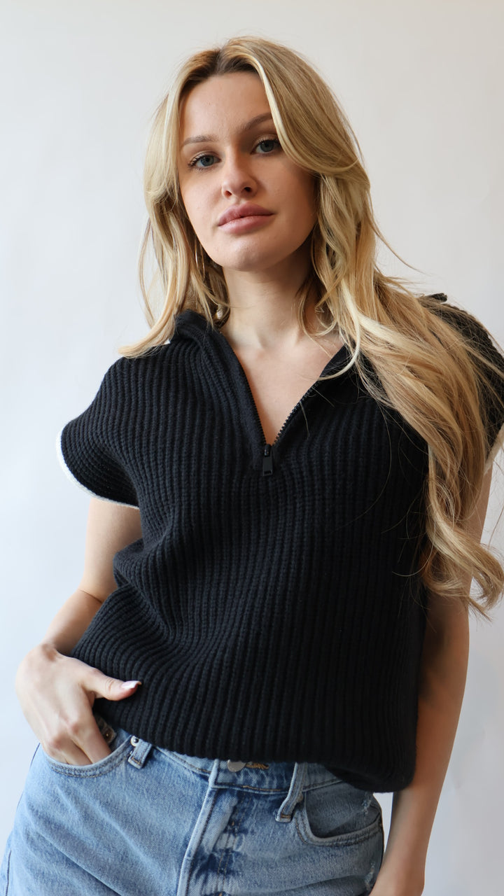 Lexington Sleeveless Half Zip Sweater