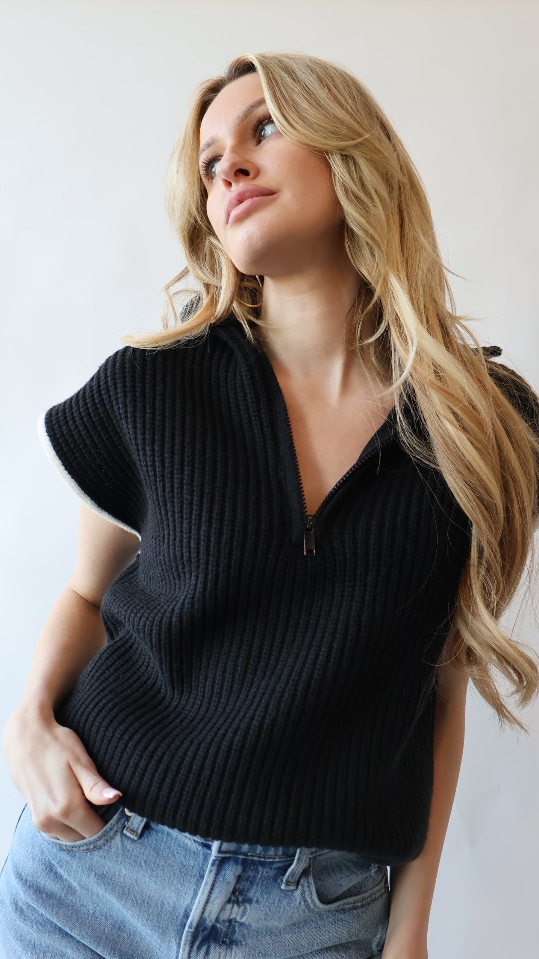 Lexington Sleeveless Half Zip Sweater