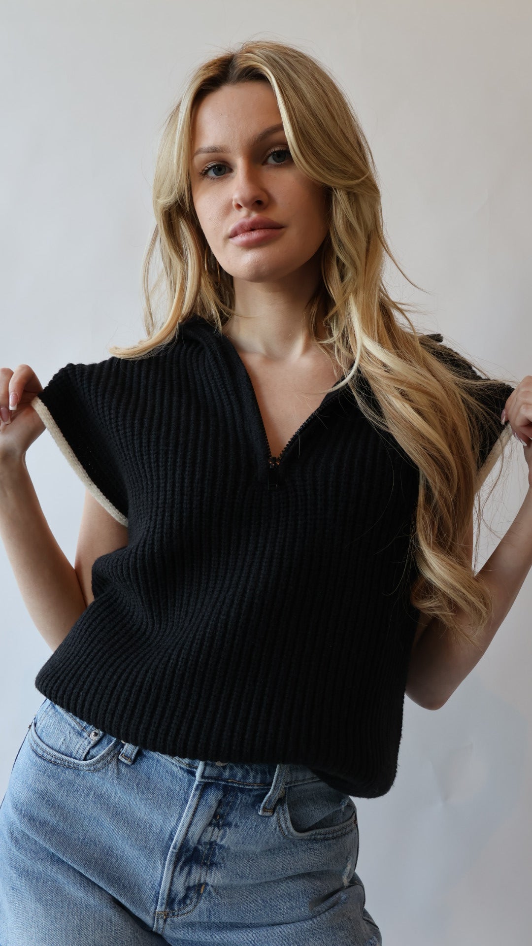 Lexington Sleeveless Half Zip Sweater