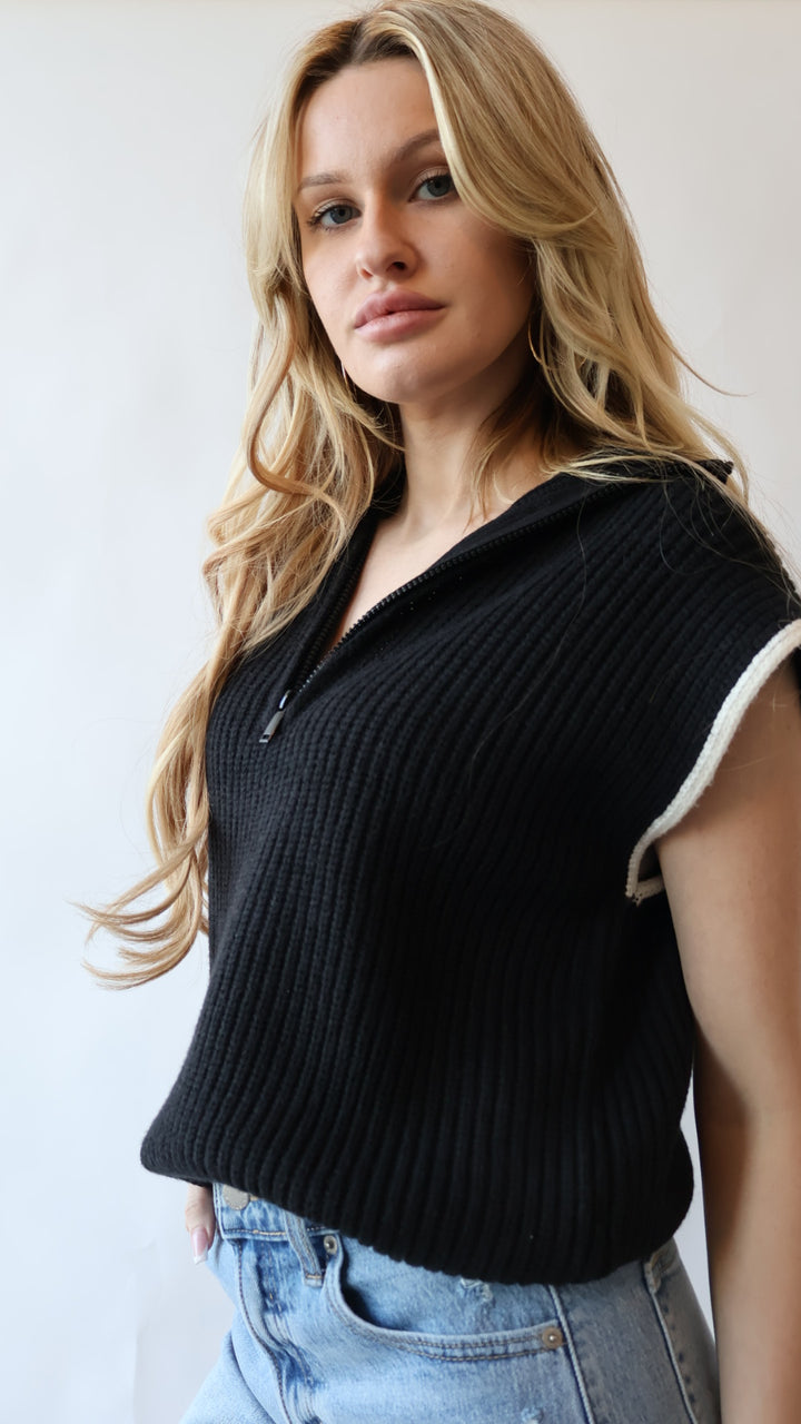 Lexington Sleeveless Half Zip Sweater