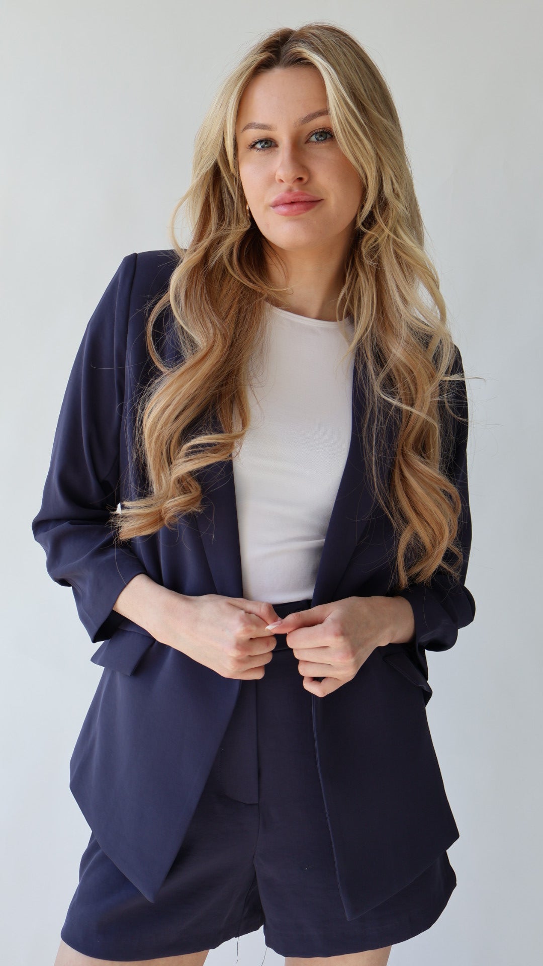 Ruched Sleeve Blazer