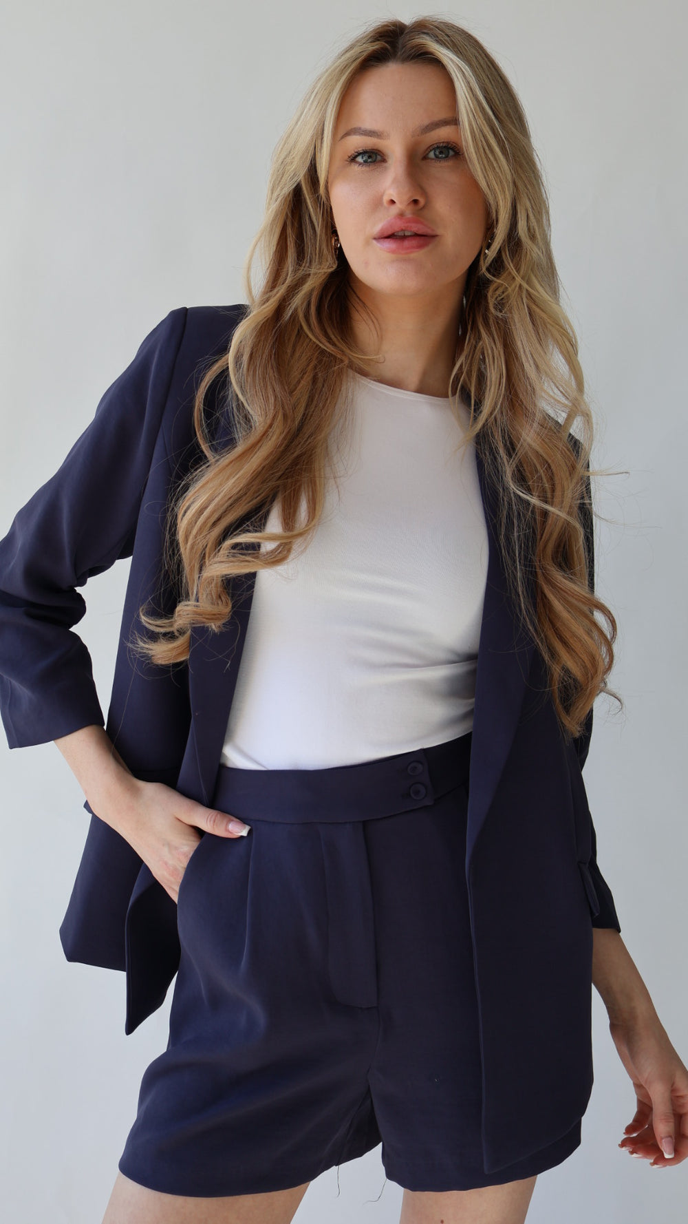 Ruched Sleeve Blazer