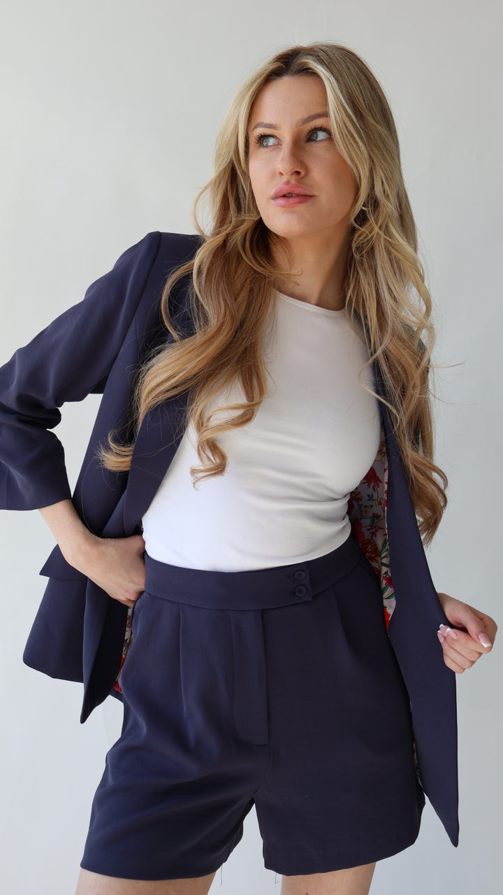 Ruched Sleeve Blazer