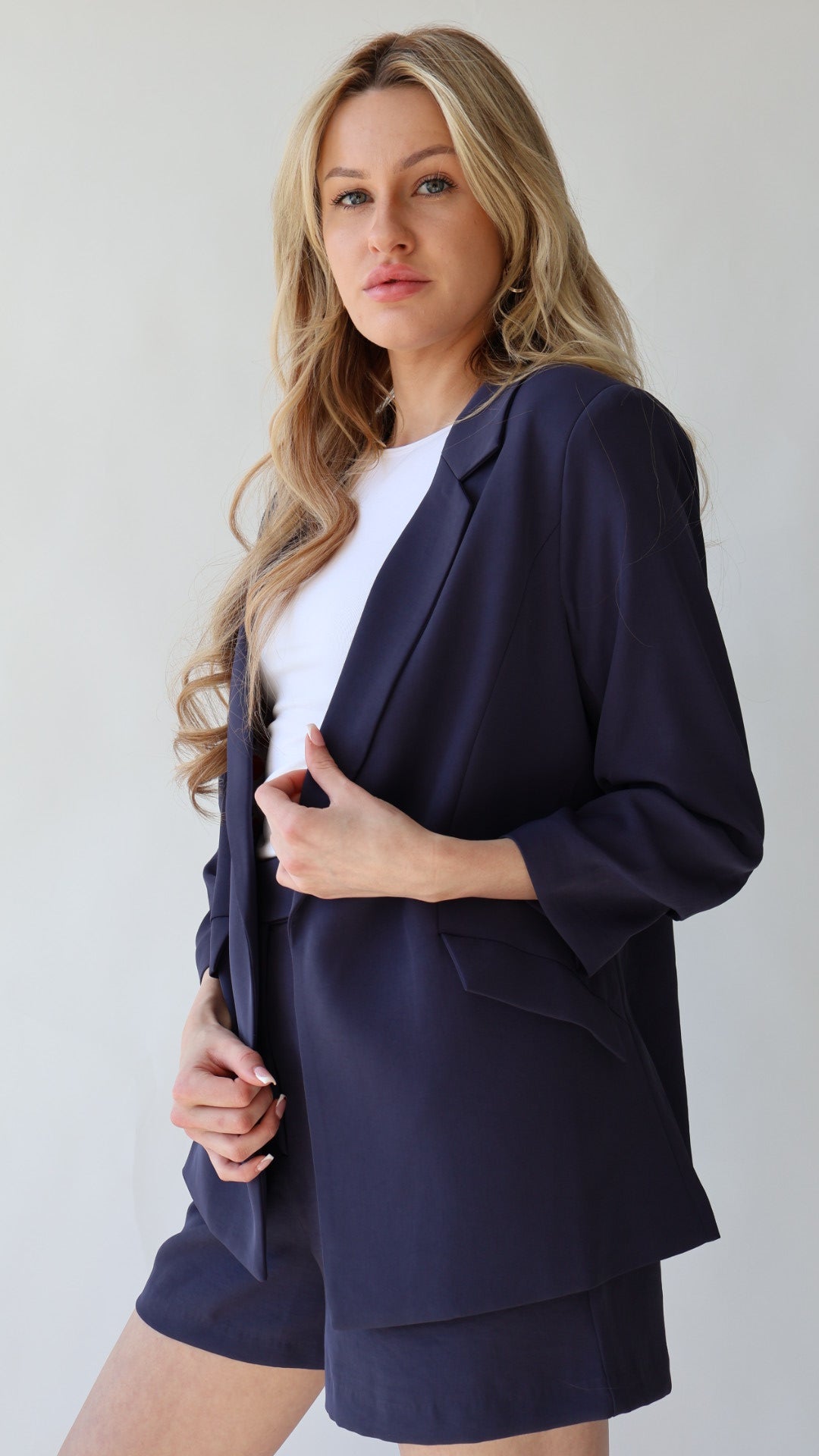 Ruched Sleeve Blazer