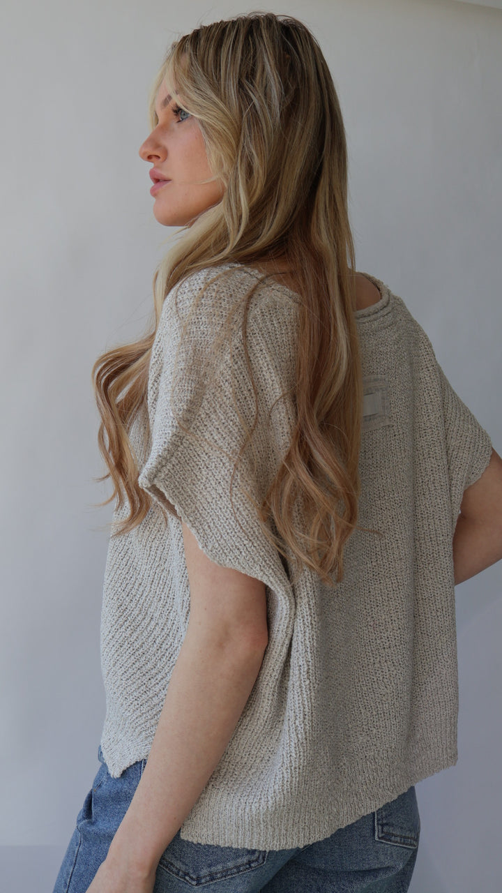 V-Neck Short Sleeve Sweater