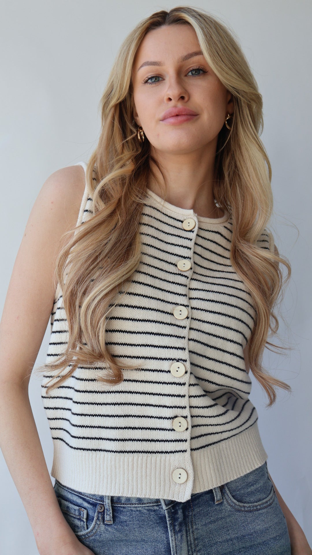 Stripe Cardigan Vest