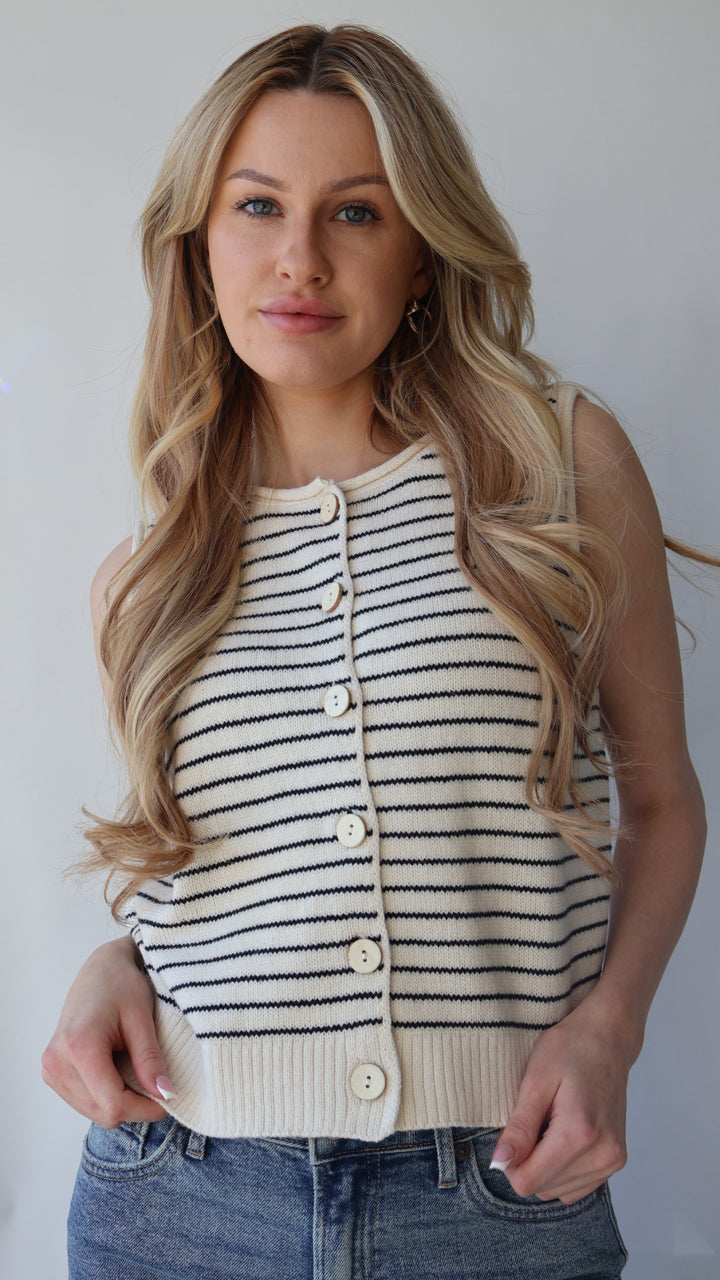 Stripe Cardigan Vest