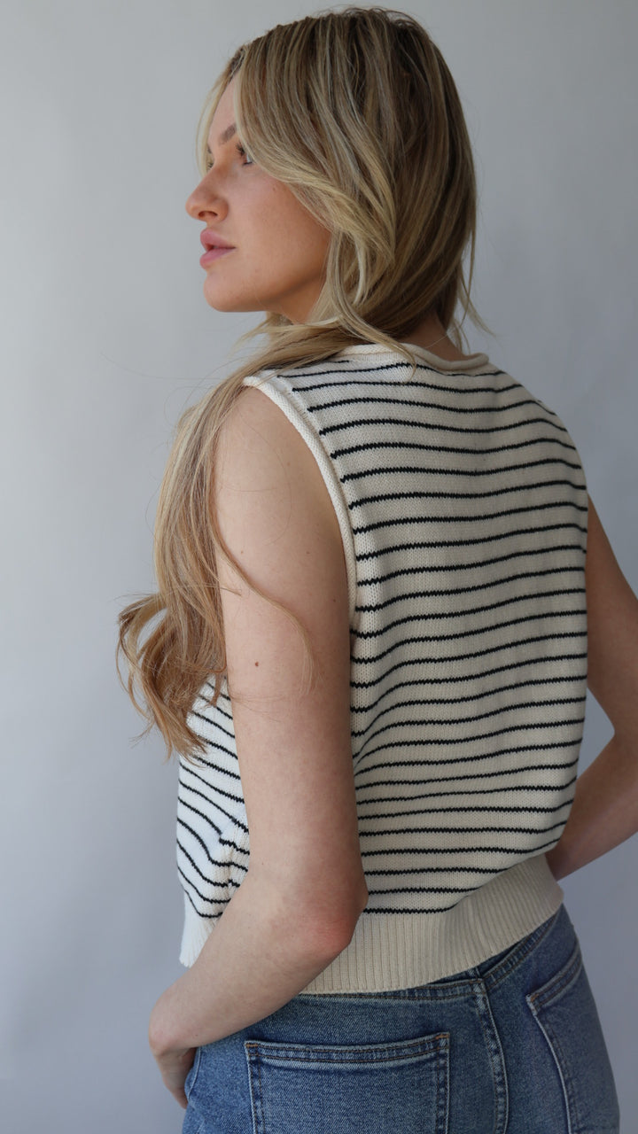 Stripe Cardigan Vest