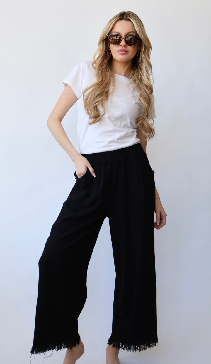 Ankle Length Wide Leg Linen Pant