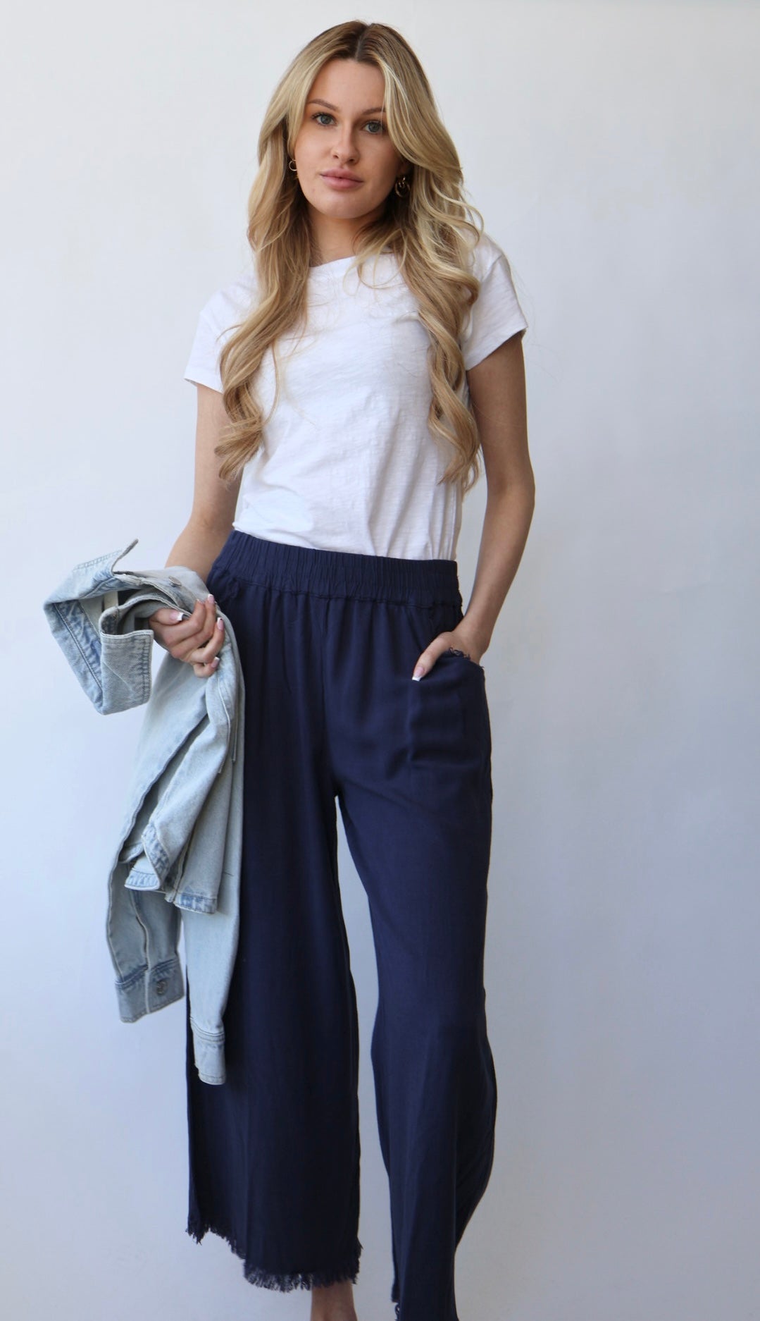 Ankle Length Wide Leg Linen Pant