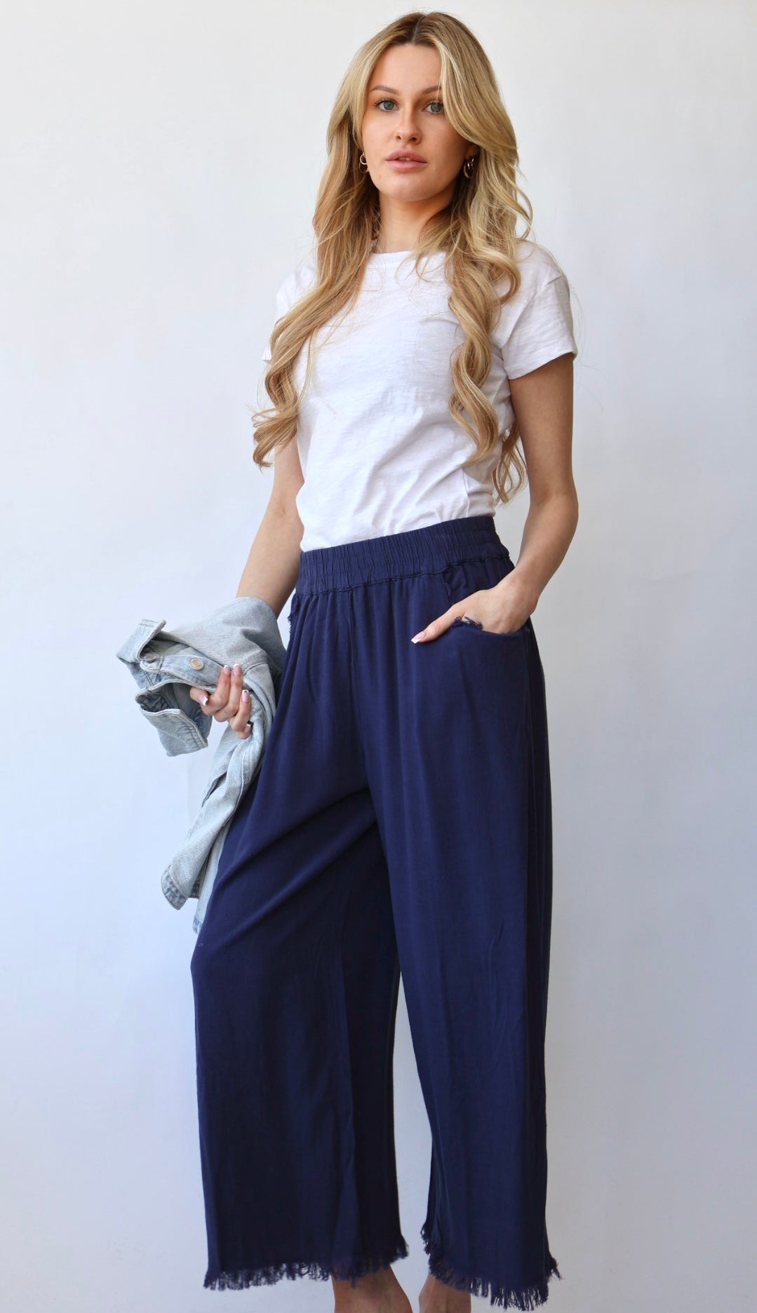 Ankle Length Wide Leg Linen Pant